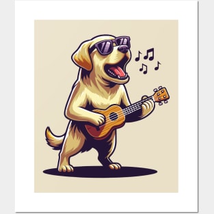 Dog Playing Guitar Singing Labrador Retriever Funny Posters and Art